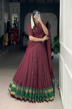 TILTON PURE CHANDERI ZARI WEAVING LEHENGA CHOLI WITH DUPATTA