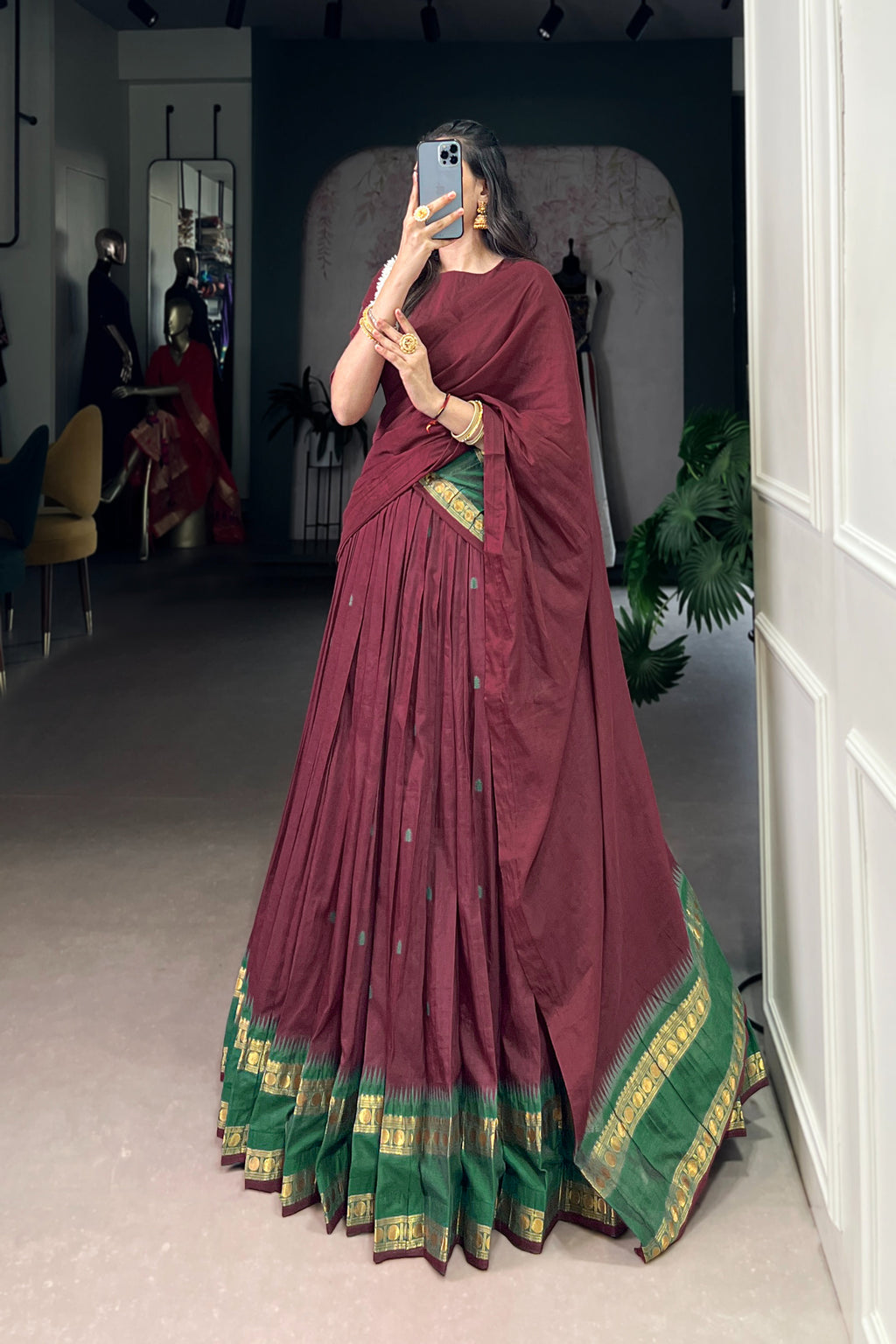 TILTON PURE CHANDERI ZARI WEAVING LEHENGA CHOLI WITH DUPATTA