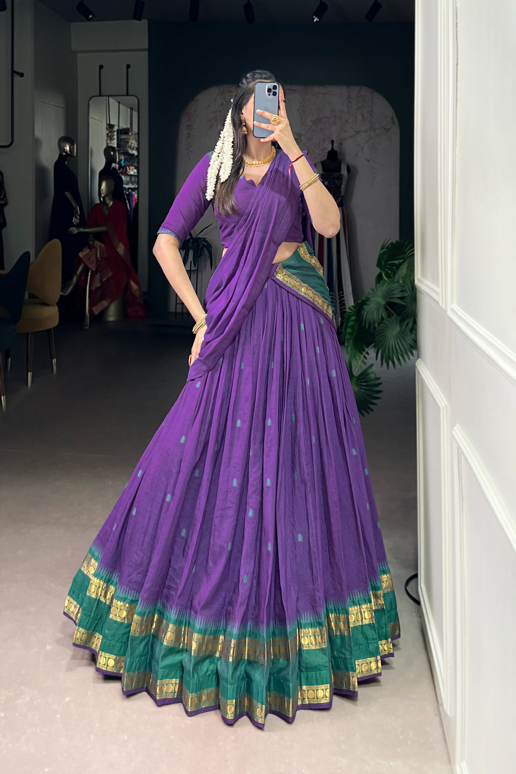 TILTON PURE CHANDERI ZARI WEAVING LEHENGA CHOLI WITH DUPATTA