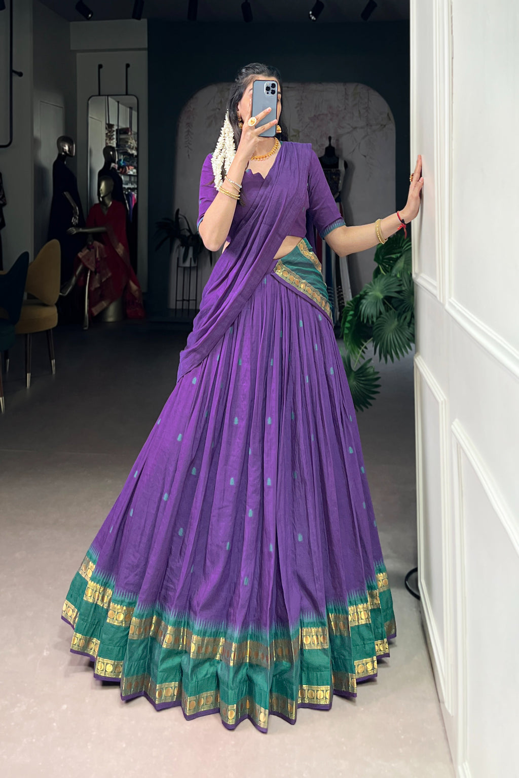 TILTON PURE CHANDERI ZARI WEAVING LEHENGA CHOLI WITH DUPATTA