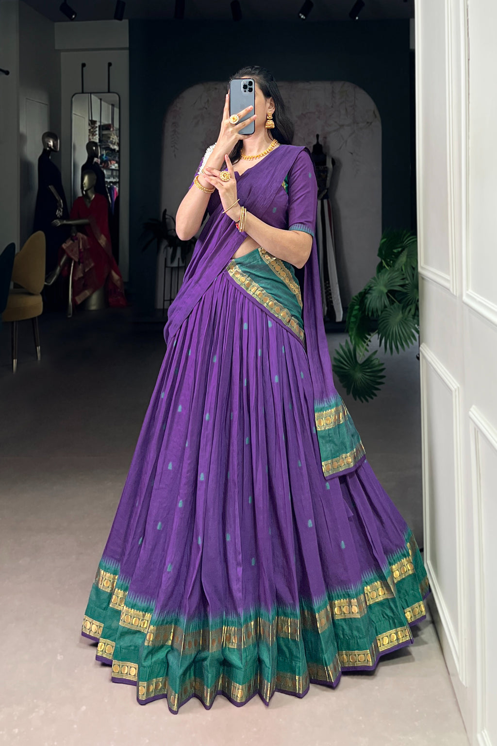 TILTON PURE CHANDERI ZARI WEAVING LEHENGA CHOLI WITH DUPATTA
