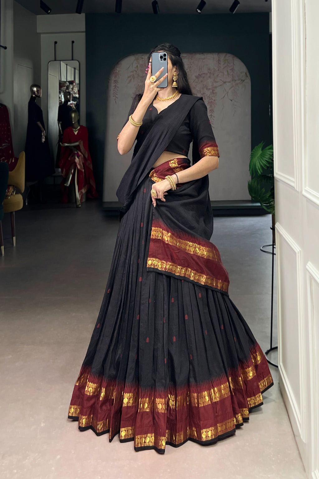 TILTON PURE CHANDERI ZARI WEAVING LEHENGA CHOLI WITH DUPATTA