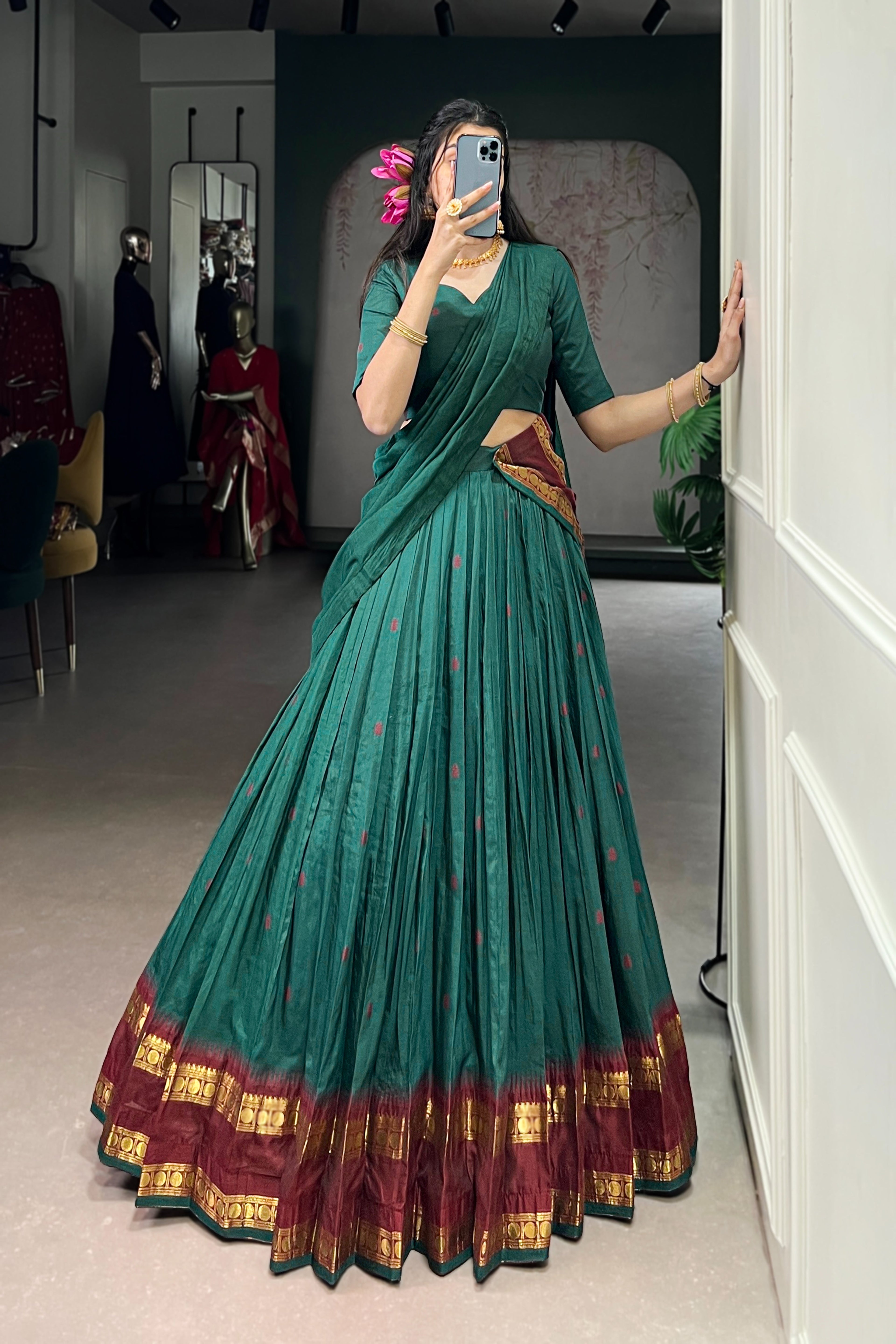 TILTON PURE CHANDERI ZARI WEAVING LEHENGA CHOLI WITH DUPATTA