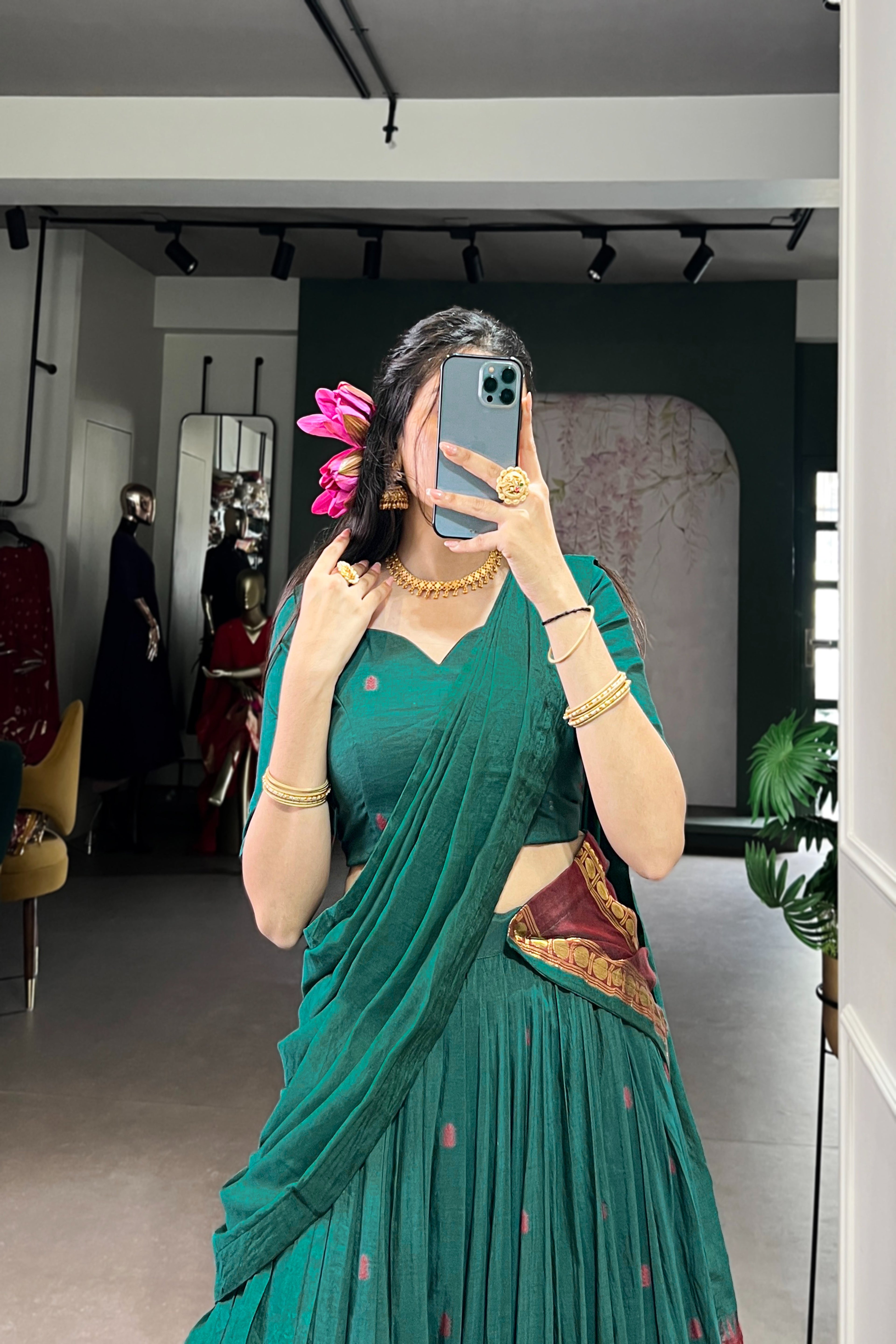 TILTON PURE CHANDERI ZARI WEAVING LEHENGA CHOLI WITH DUPATTA