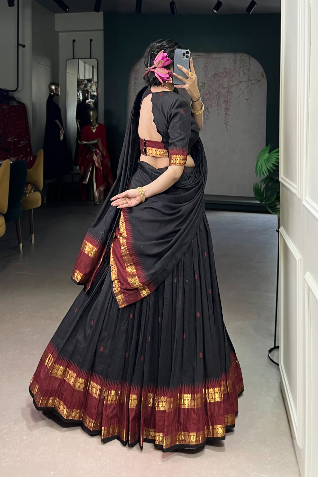 TILTON PURE CHANDERI ZARI WEAVING LEHENGA CHOLI WITH DUPATTA