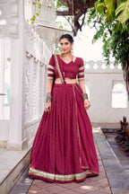 Pure Chanderi Zari Weaving Lehenga Choli Set For Festive And Wedding Special