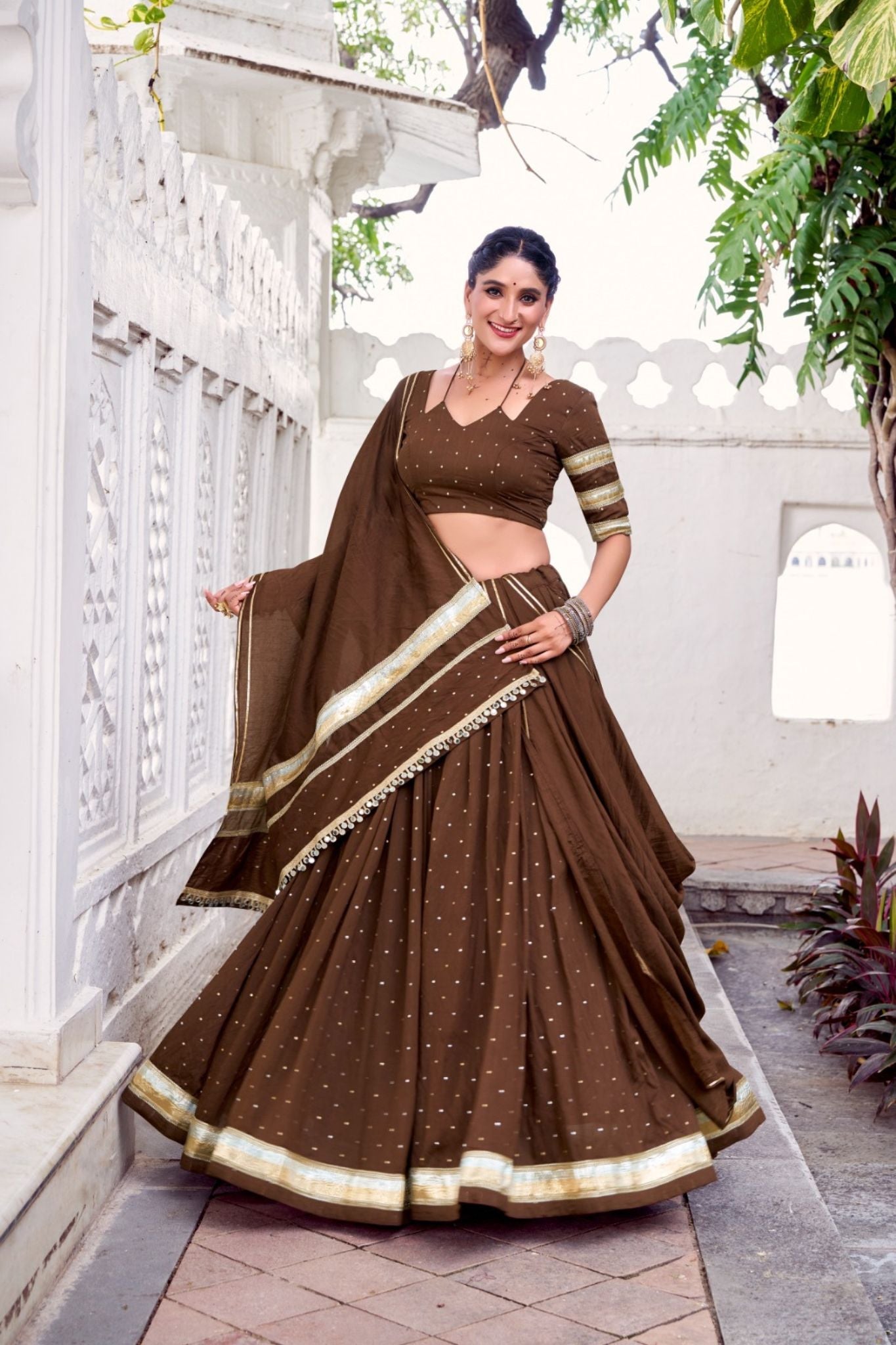 Pure Chanderi Zari Weaving Lehenga Choli Set For Festive And Wedding Special