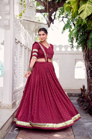 Pure Chanderi Zari Weaving Lehenga Choli Set For Festive And Wedding Special
