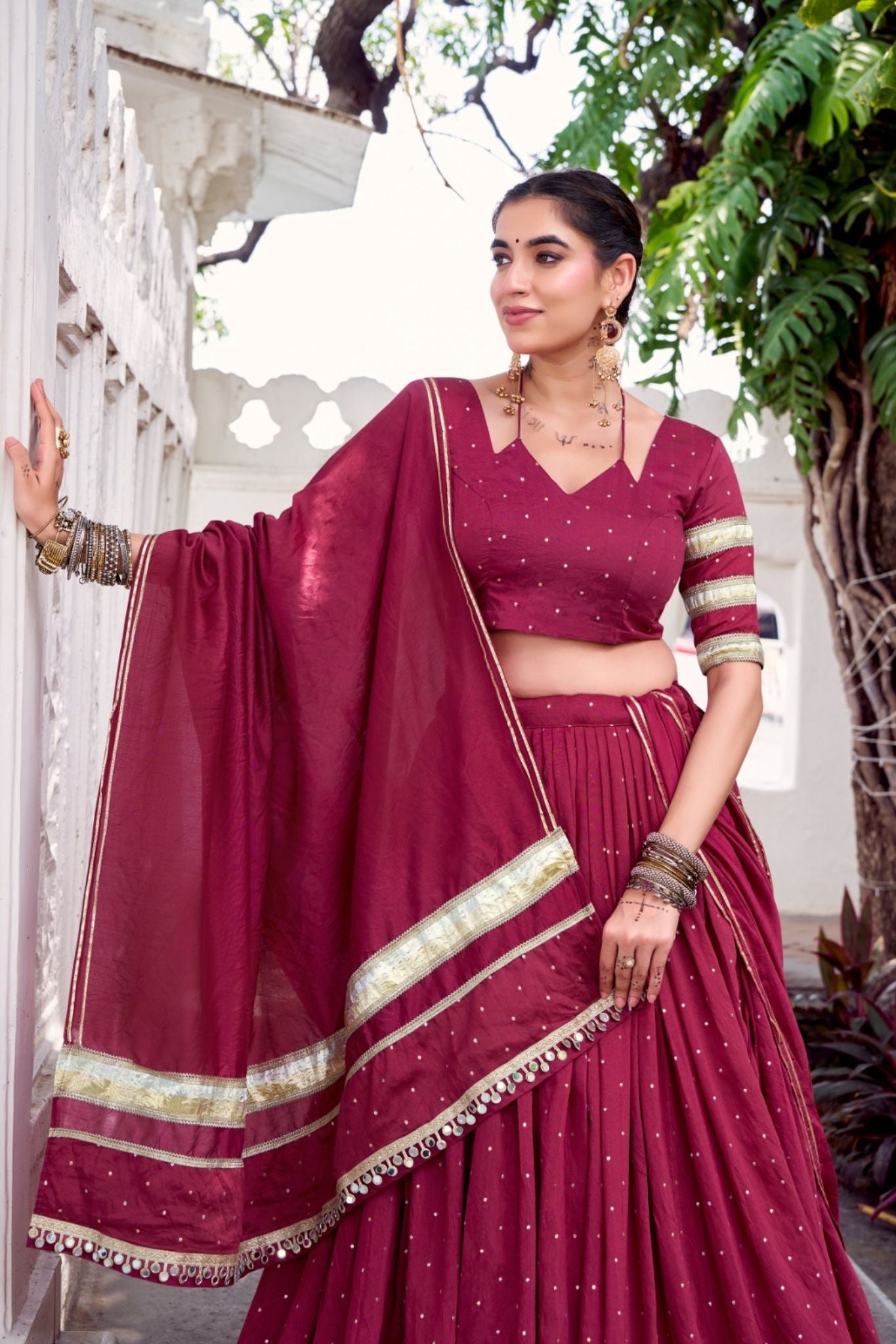 Pure Chanderi Zari Weaving Lehenga Choli Set For Festive And Wedding Special