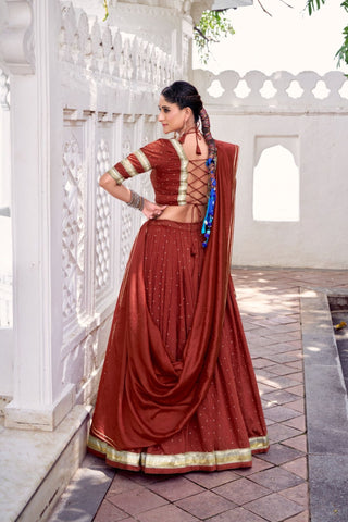 Pure Chanderi Zari Weaving Lehenga Choli Set For Festive And Wedding Special