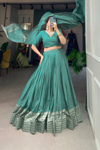 Pure Chanderi Plain With Zari Weaving Work Lehenga Choli