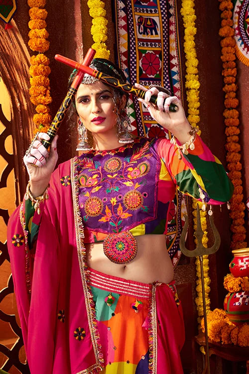Traditional Mirror Chaniya Choli for Navratri Garba