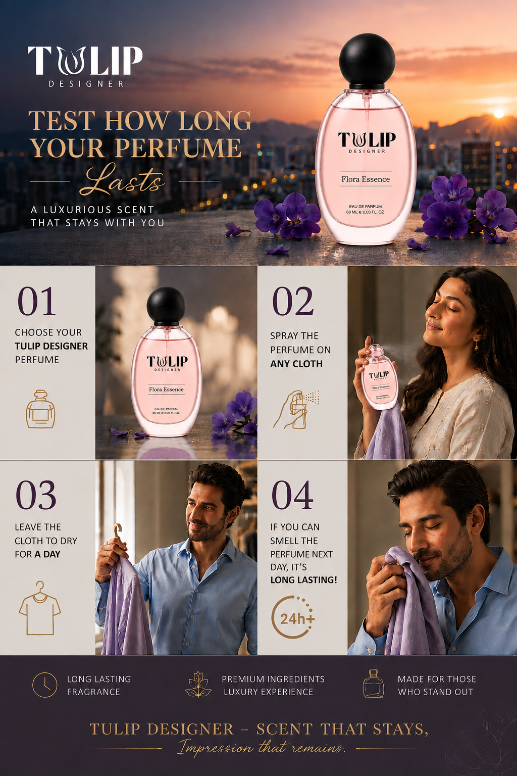 Flora Essence Floral Perfume for Women & Men | Tulip Designer