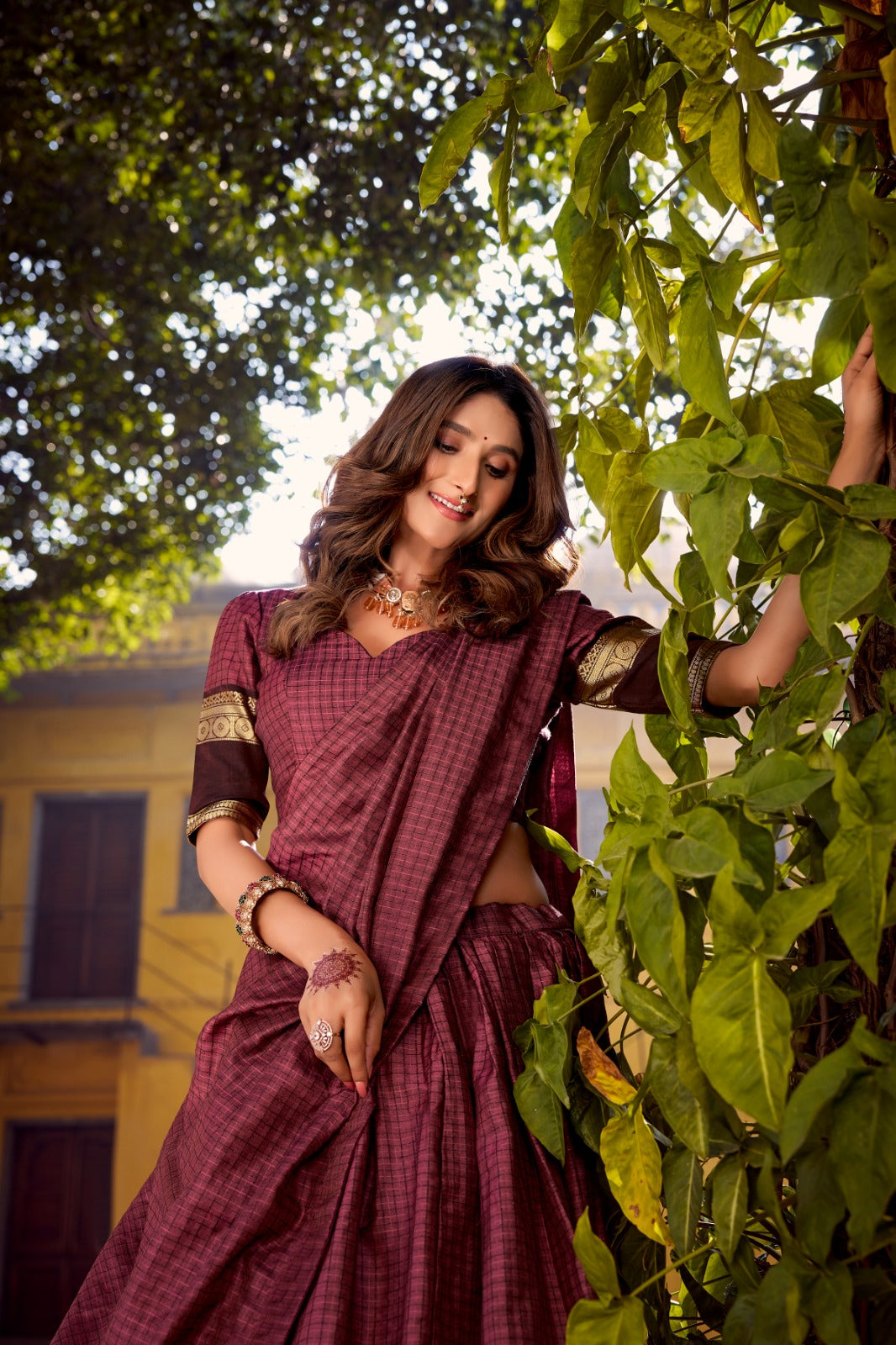 Elegant Chettinad Cotton With Zari Detailing Lehenga Set with Dupatta