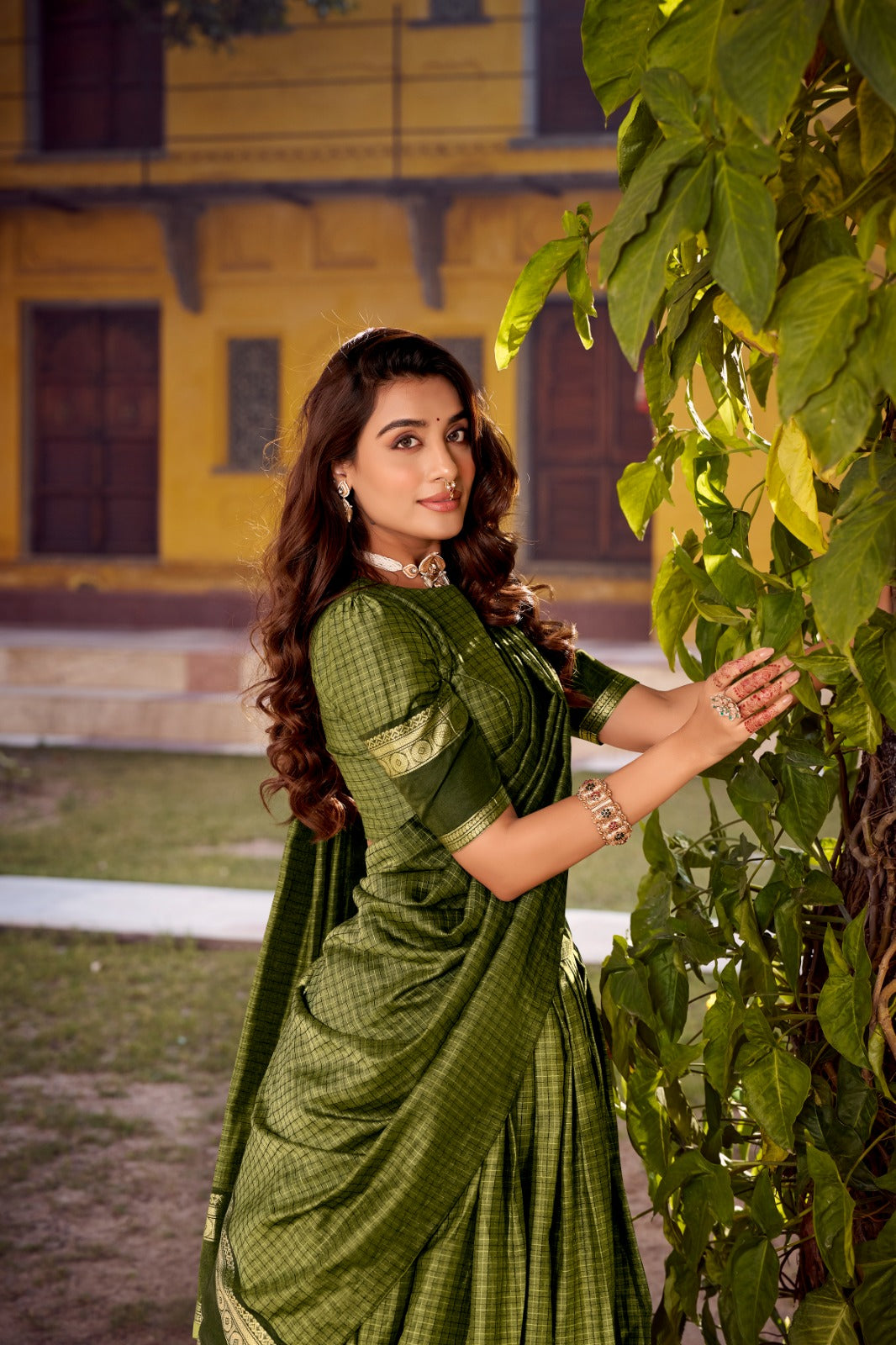 Elegant Chettinad Cotton With Zari Detailing Lehenga Set with Dupatta