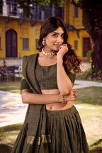 Elegant Chettinad Cotton With Zari Detailing Lehenga Set with Dupatta