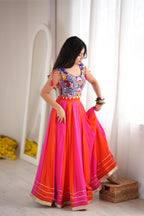 Designer Reyon Gota Patti Mirror Lehenga Set | Tulip Designer
