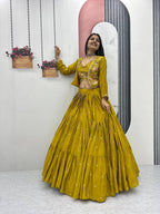 Festival Special Chinon Embroidered Lehenga Choli Set With Jacket