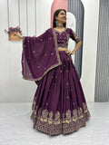 Festival-Ready Chinon Silk Lehenga Choli with Thread Embroidery Work
