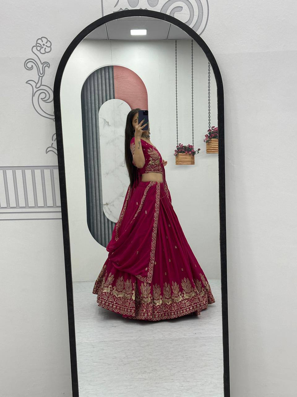 Festival-Ready Chinon Silk Lehenga Choli with Thread Embroidery Work
