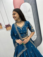 Festival-Ready Chinon Silk Lehenga Choli with Thread Embroidery Work
