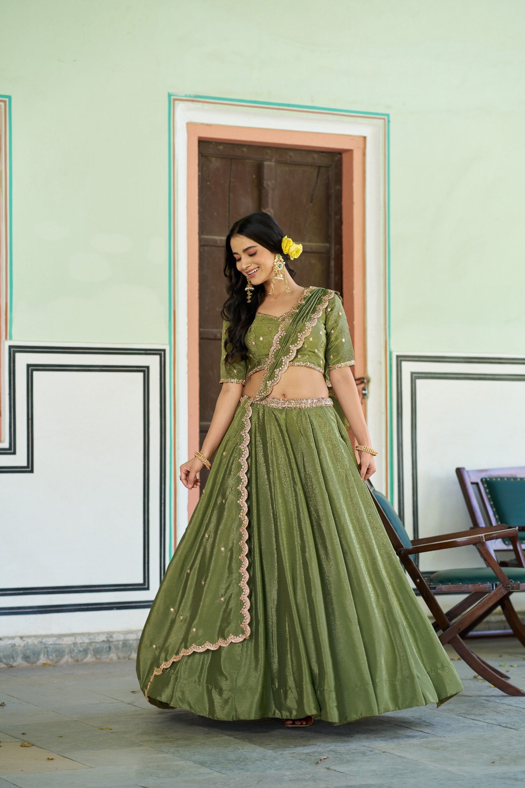 Luxury Chinon Heavy Flair Lehenga Collection for Special Occasions
