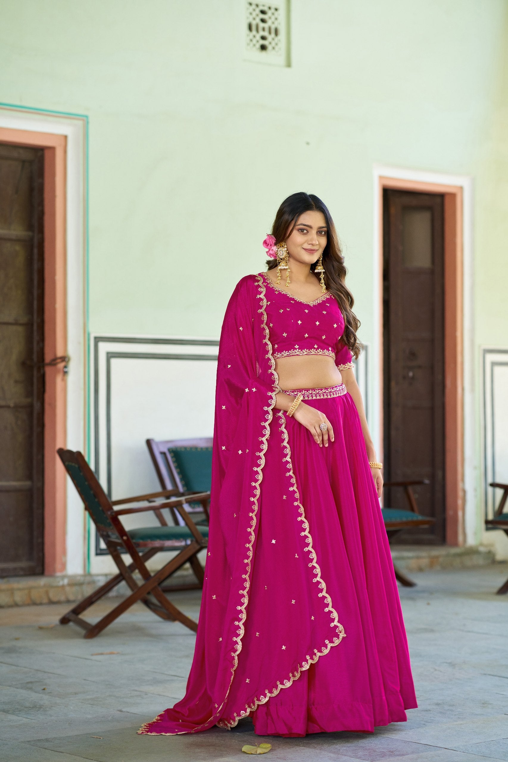Luxury Chinon Heavy Flair Lehenga Collection for Special Occasions
