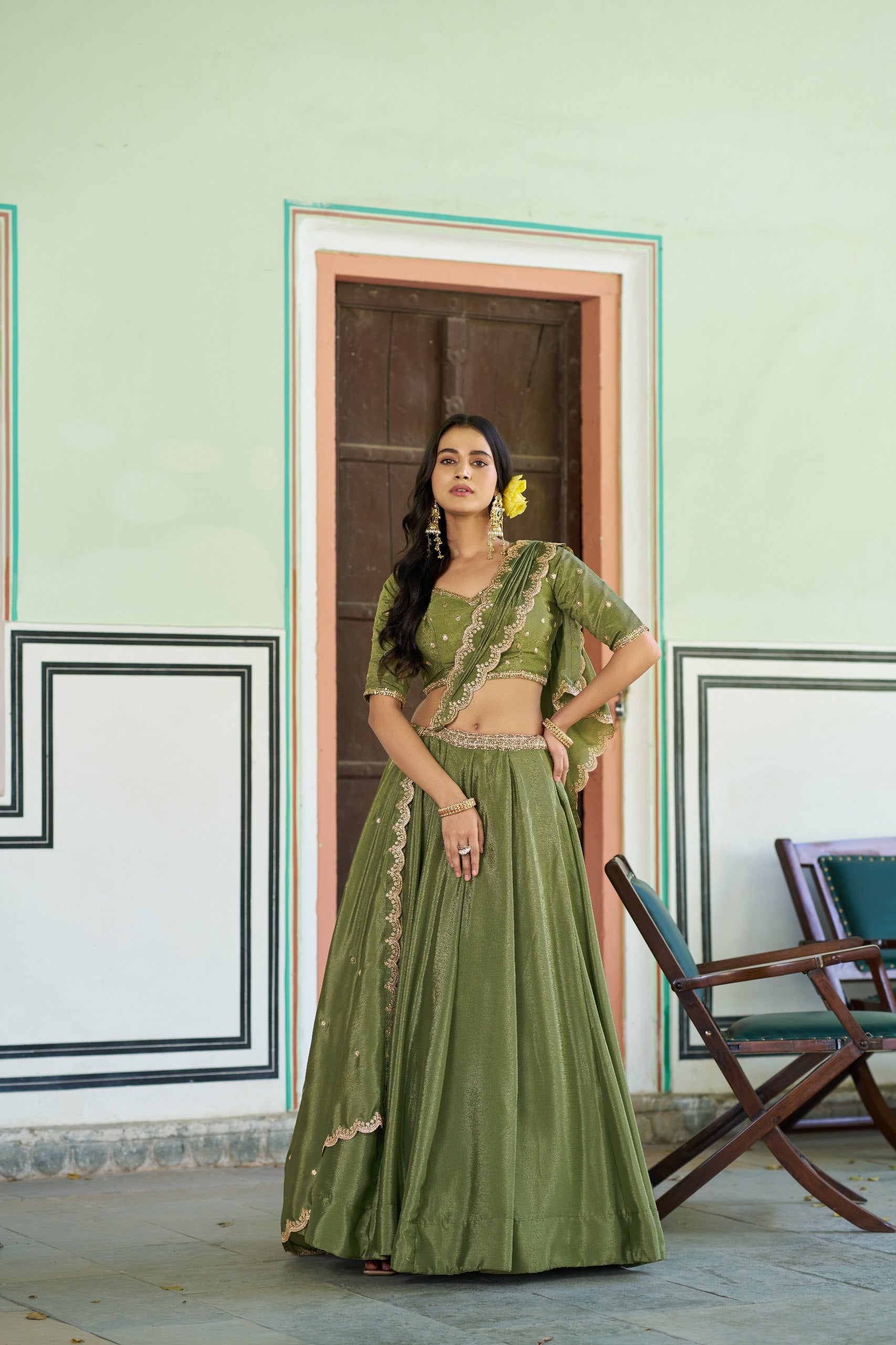 Luxury Chinon Heavy Flair Lehenga Collection for Special Occasions
