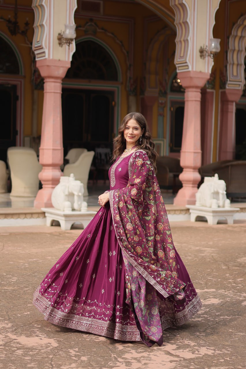 Chinon And Sequins Embroidered Work Discover the perfect ensemble to add a touch of glamour to your wardrobe and stand out from the crowd
