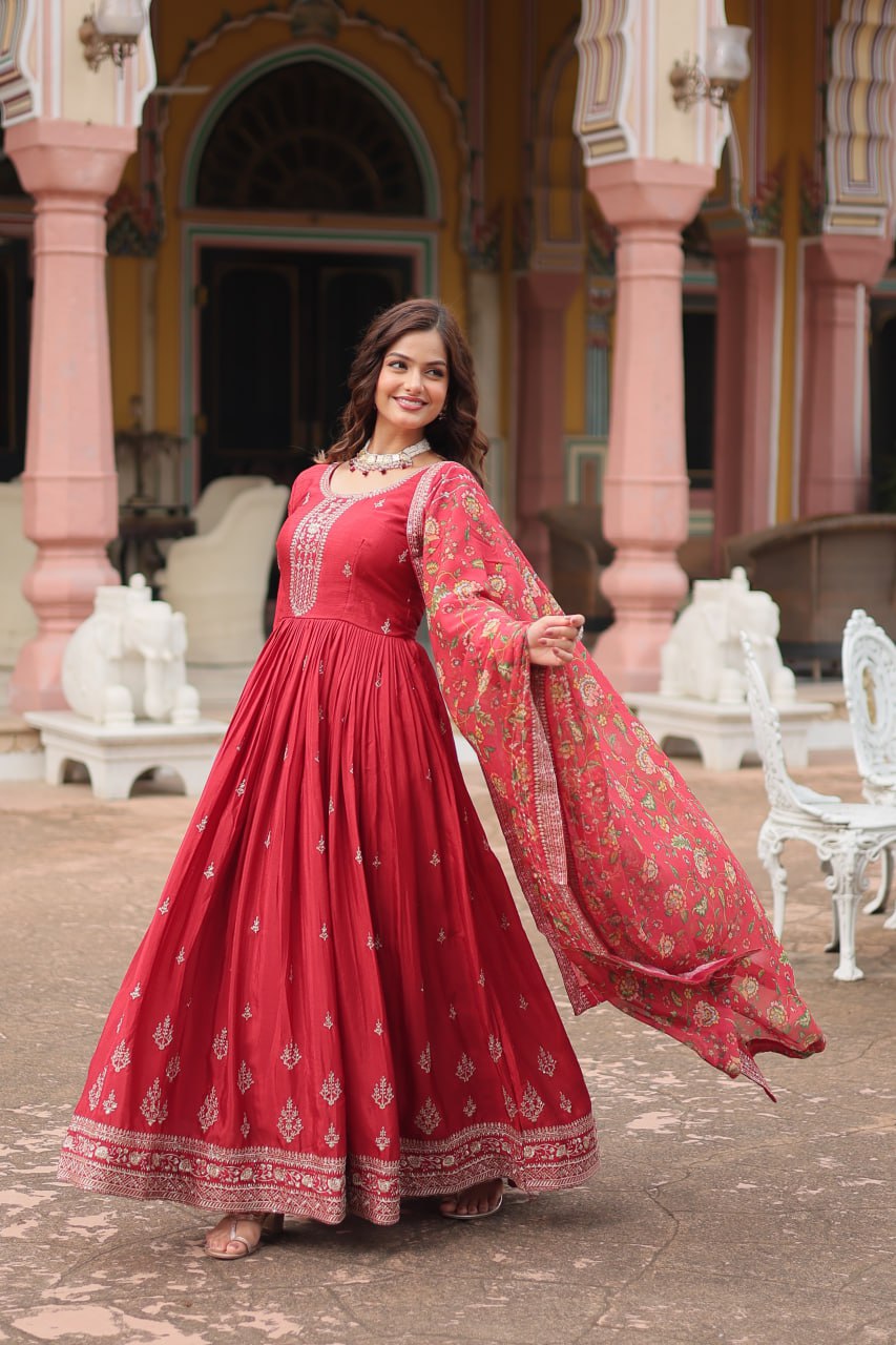 Chinon And Sequins Embroidered Work Discover the perfect ensemble to add a touch of glamour to your wardrobe and stand out from the crowd
