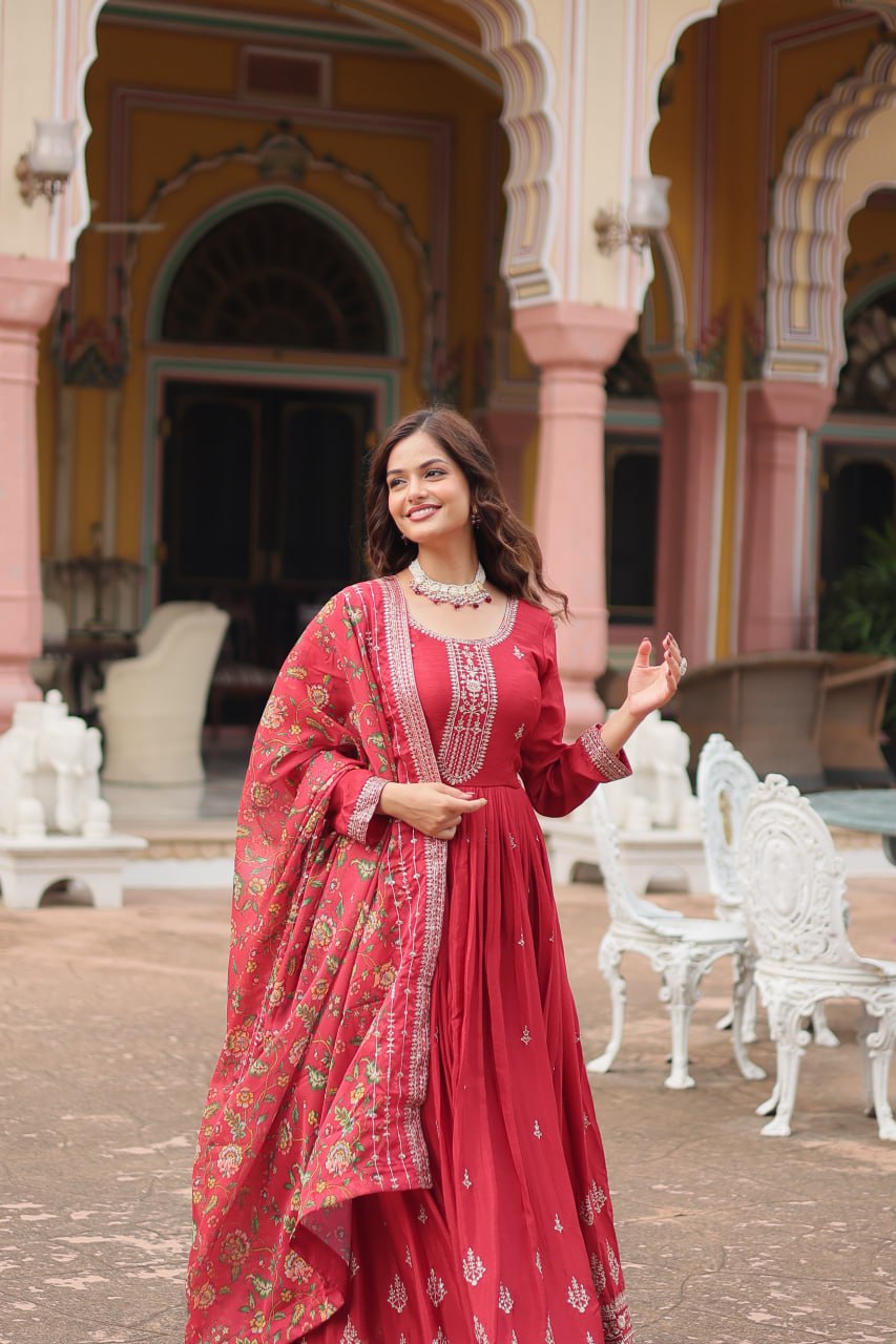 Chinon And Sequins Embroidered Work Discover the perfect ensemble to add a touch of glamour to your wardrobe and stand out from the crowd
