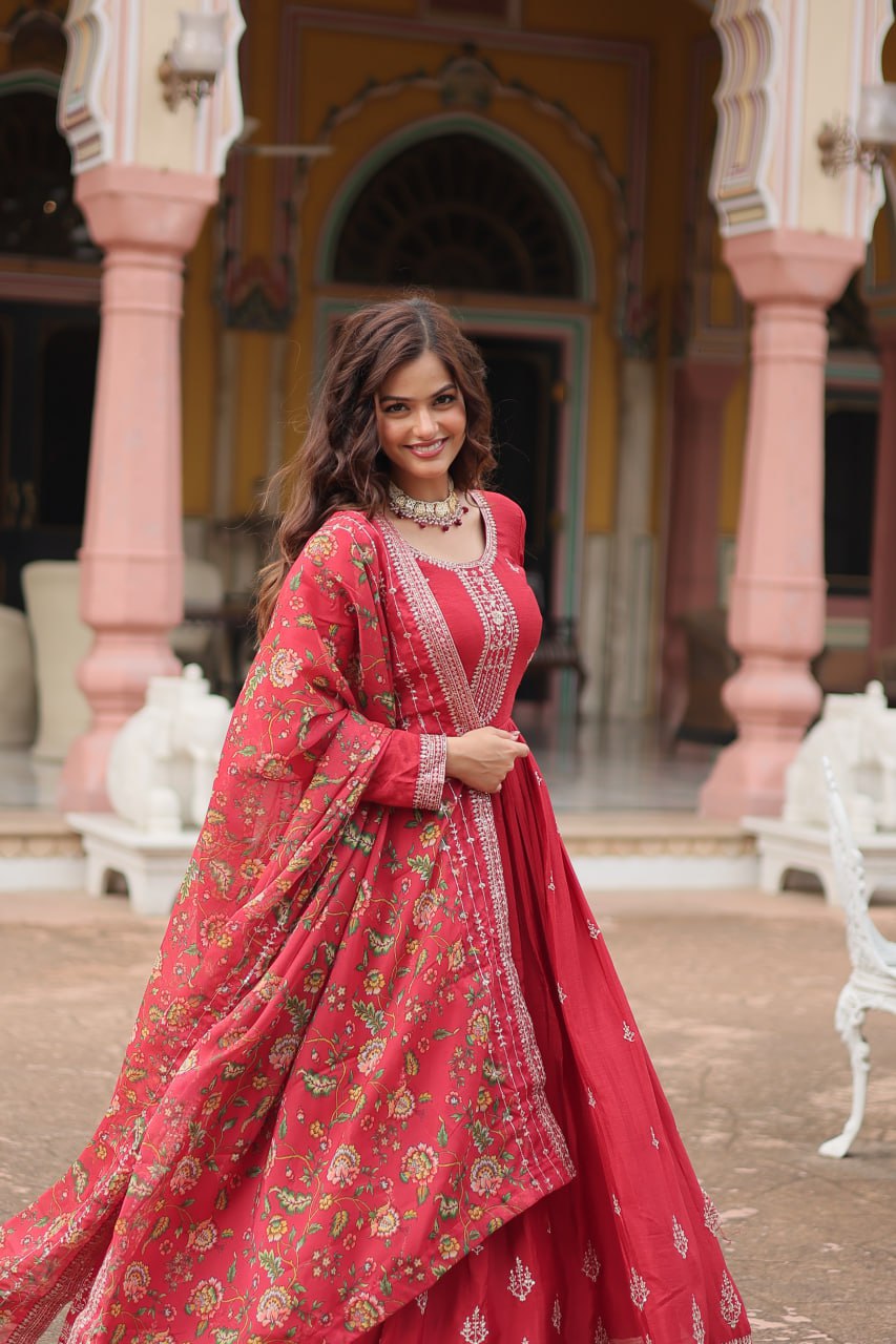 Chinon And Sequins Embroidered Work Discover the perfect ensemble to add a touch of glamour to your wardrobe and stand out from the crowd
