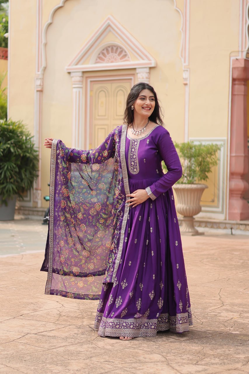 Chinon And Sequins Embroidered Work Discover the perfect ensemble to add a touch of glamour to your wardrobe and stand out from the crowd
