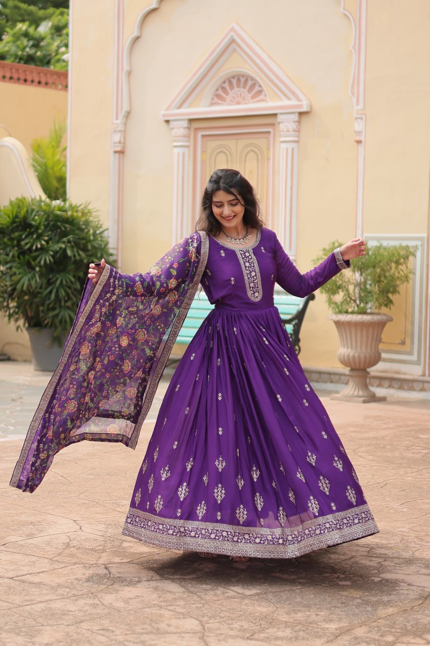 Chinon And Sequins Embroidered Work Discover the perfect ensemble to add a touch of glamour to your wardrobe and stand out from the crowd
