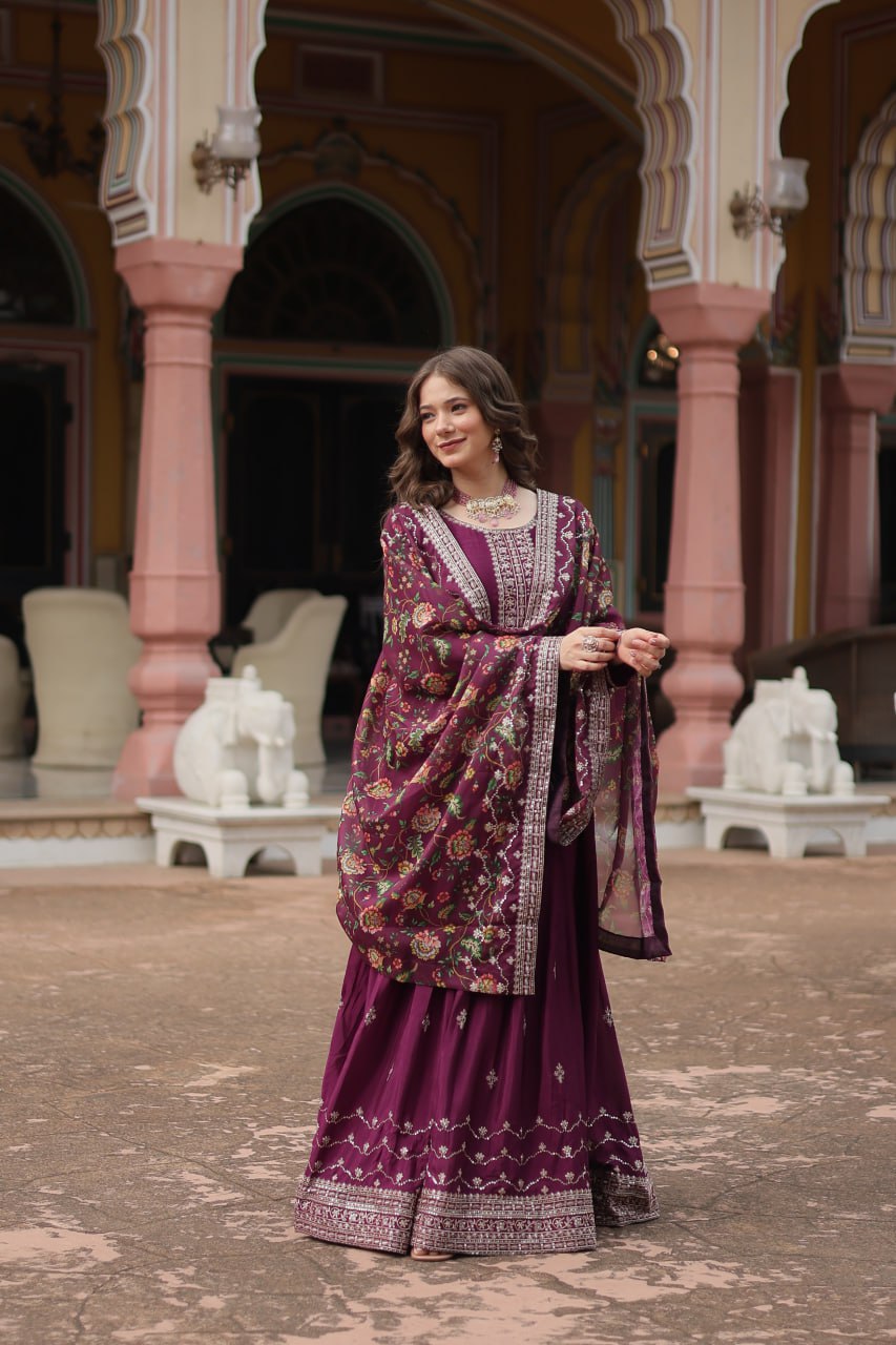 Chinon And Sequins Embroidered Work Discover the perfect ensemble to add a touch of glamour to your wardrobe and stand out from the crowd
