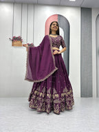 Beautiful Chinon Silk Embroidery Thread Work Ready to Wear Lehenga Choli

