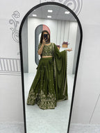 Beautiful Chinon Silk Embroidery Thread Work Ready to Wear Lehenga Choli
