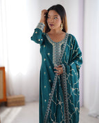 Premium Chinon Silk with thread & Sequence Work Fancy Suit Set