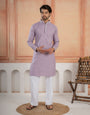 Lavender Soft Cotton Kurta Set with Traditional Butta Work