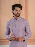 Lavender Soft Cotton Kurta Set with Traditional Butta Work
