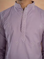 Lavender Soft Cotton Kurta Set with Traditional Butta Work
