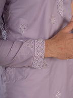 Lavender Soft Cotton Kurta Set with Traditional Butta Work
