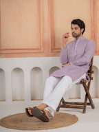 Lavender Soft Cotton Kurta Set with Traditional Butta Work
