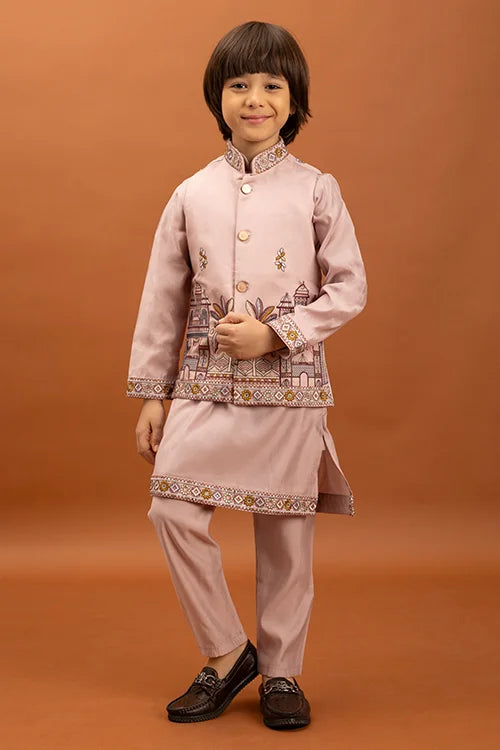 Classic Pink Koti Kurta Set for Kids 6-12 Yrs