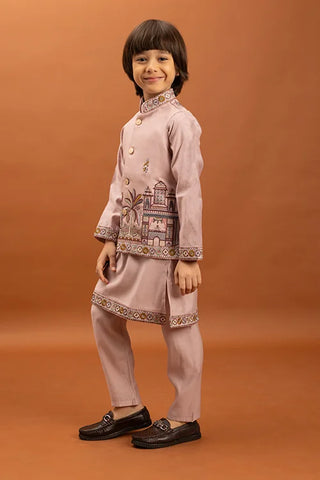 Classic Pink Koti Kurta Set for Kids 6-12 Yrs