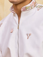Classic White Thread & Sequence Embroidered Work Kurta Pant Set
