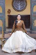 Designer Cosmos Fabric Embroidery Lehenga Set With Peplum Blouse
