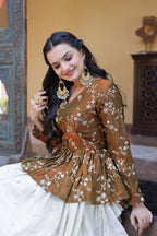Designer Cosmos Fabric Embroidery Lehenga Set With Peplum Blouse
