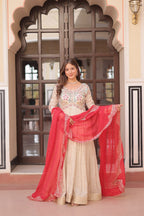 Cosmos weaving Jacquard with Pearl Beads Embroidered work Gown