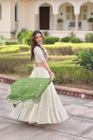 Elegant Cosmos Silk Lehenga Set with Embroidered Blouse & Designer Dupatta